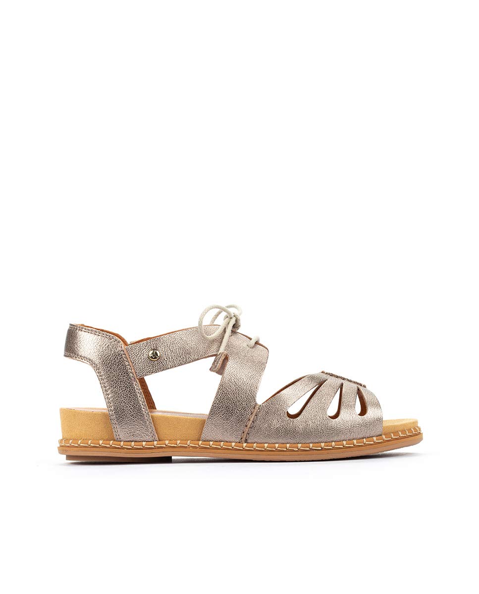 PIKOLINOS Women's Leather Flat Sandals - Marazul Stone Color | Comfortable & Stylish for Beach, Vacation & Casual Wear