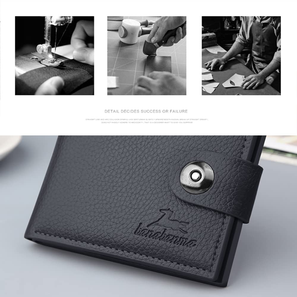 Slim Minimalist Men's Wallet with Money Clip & Zipper - PU Leather Bifold Credit Card Holder & Coin Purse (Buckle Black) | Perfect for Everyday Carry, Travel & Business | WANFORD-0002