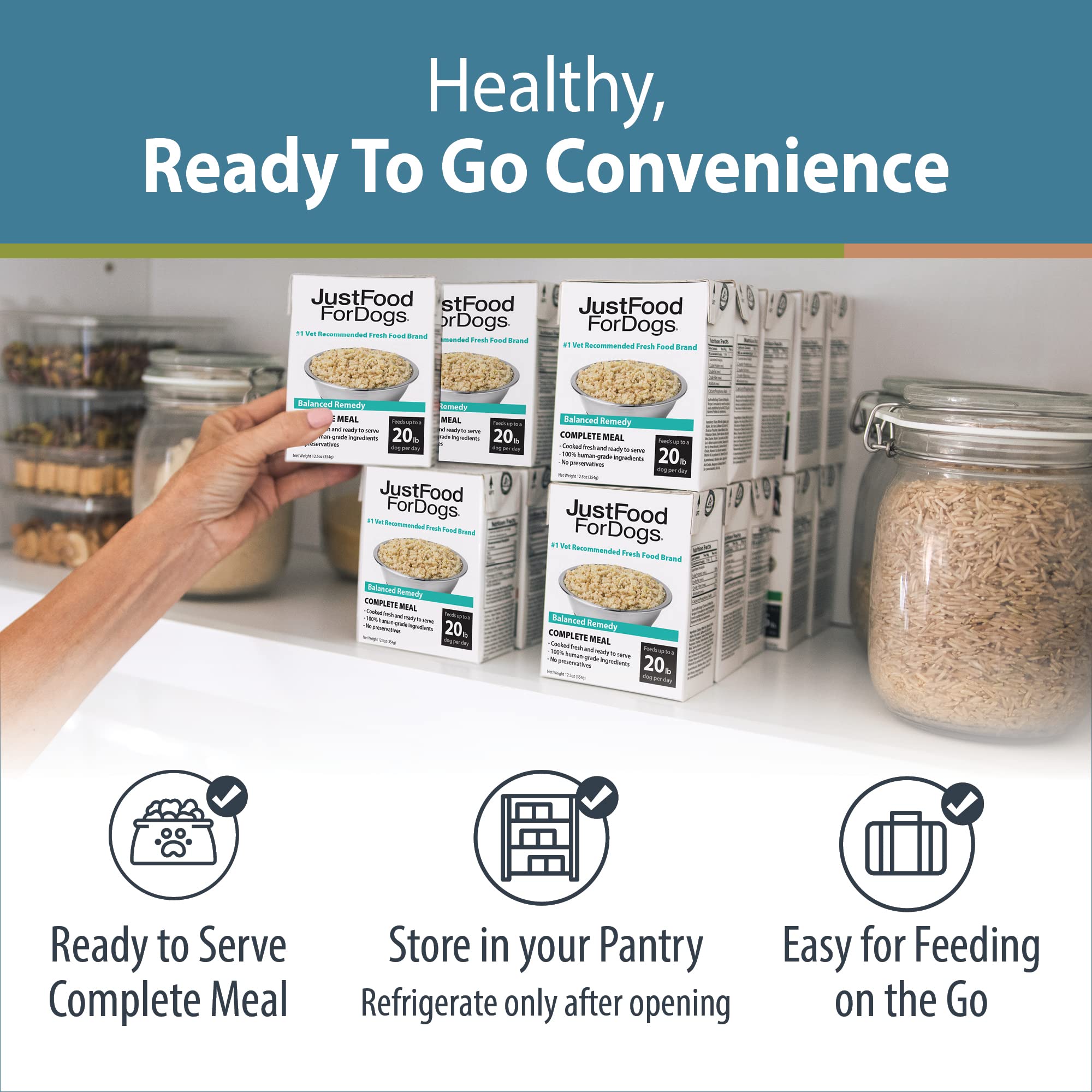 JustFoodForDogs Pantry Fresh Wet Dog Food for Sensitive Stomachs - Human Grade Complete Meal & Food Topper - Balanced Remedy Recipe - 12.5oz (12 Pack) | Perfect for Picky Eaters & Dogs with Digestive Issues - Great for Mixing with Kibble or Serving Alone