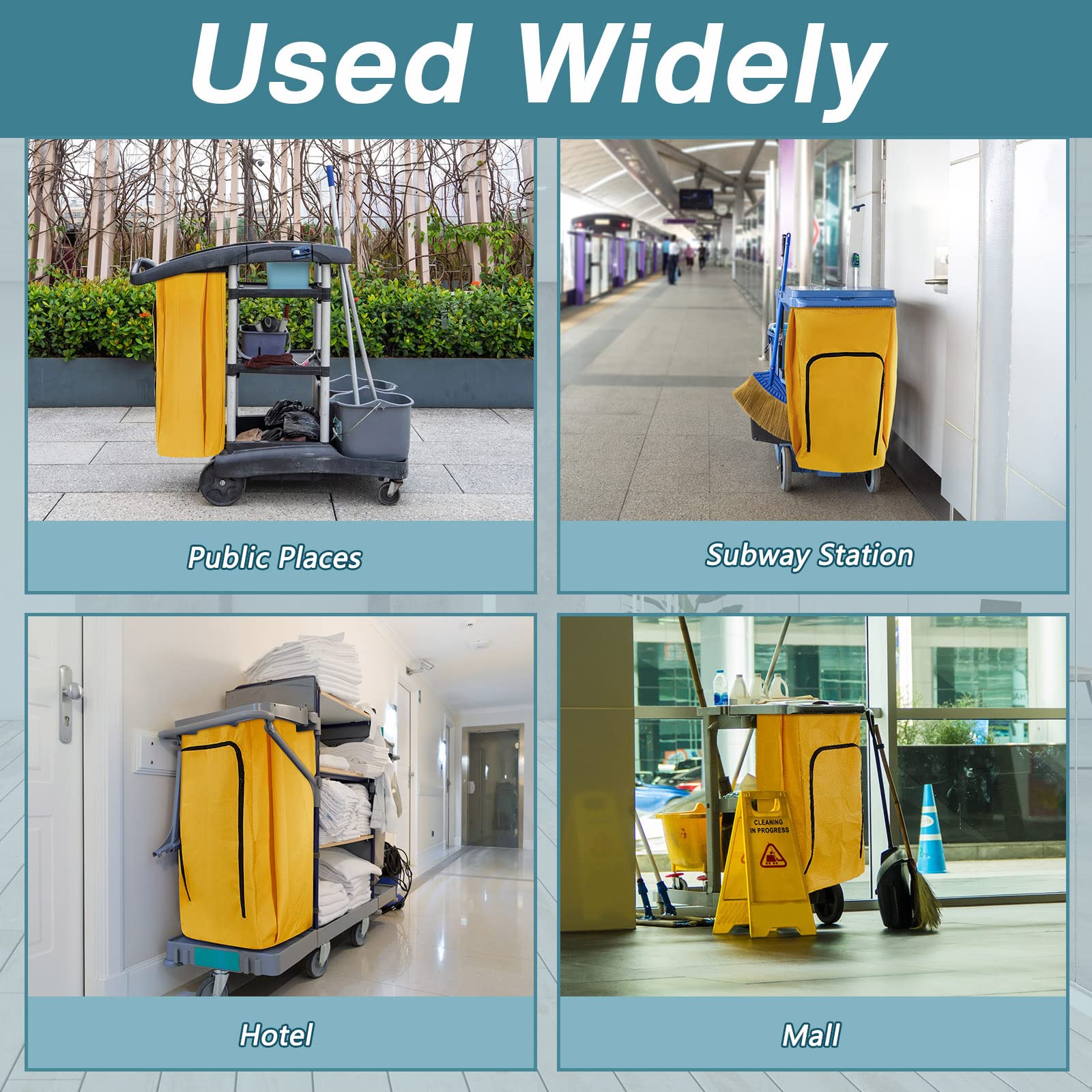 24 Gallon Commercial Cleaning Cart Bag - Heavy Duty Zippered Janitorial Cart Replacement Bag (33 x 16.8 x 10.5 Inch) - Yellow (1 Pack) - Ideal for Housekeeping Carts, Hotels, Schools & Office Cleaning