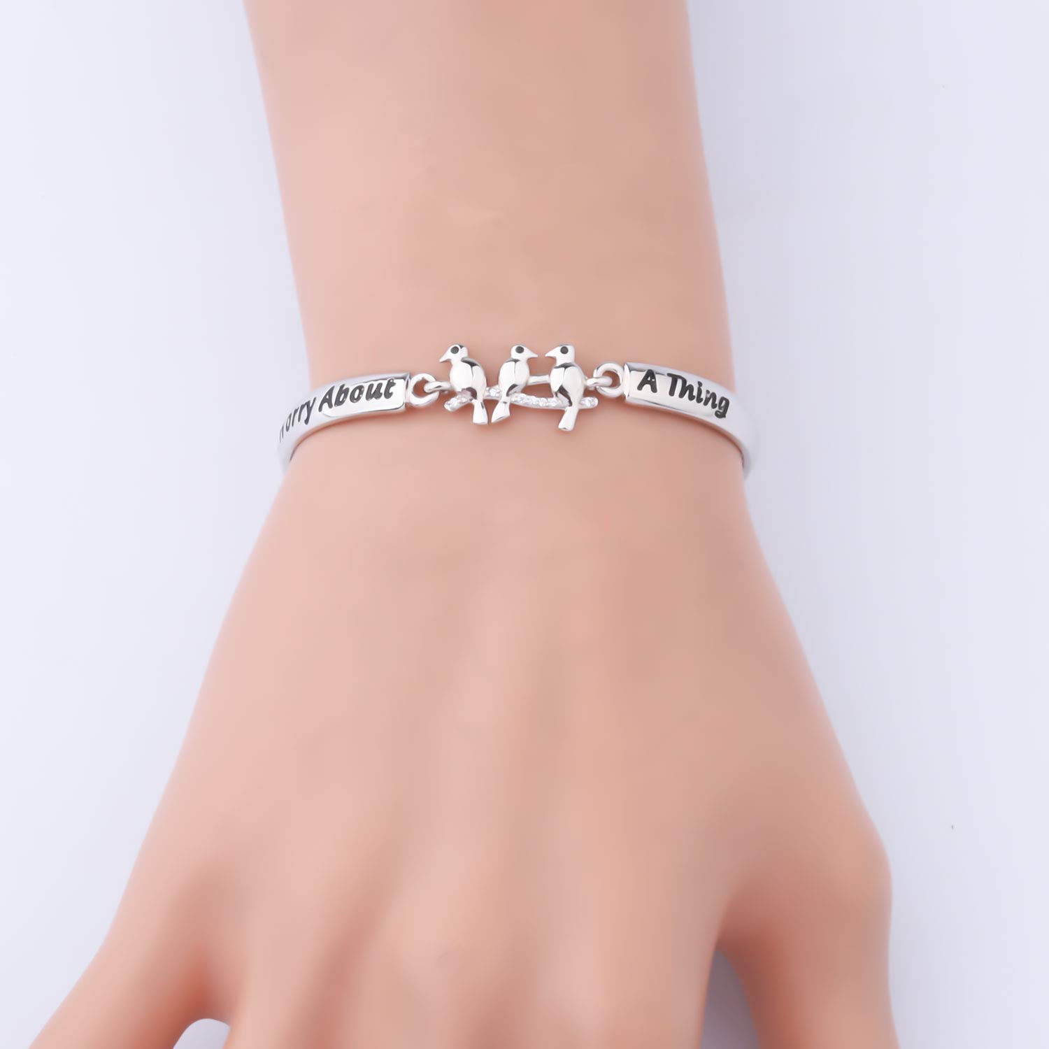 SEIRAA Three Little Birds Jewelry - Inspirational Friendship Bracelet for Women, Encouragement Gift for Best Friend, Sister, Mom - Perfect for Birthdays, Anniversaries & Daily Motivation