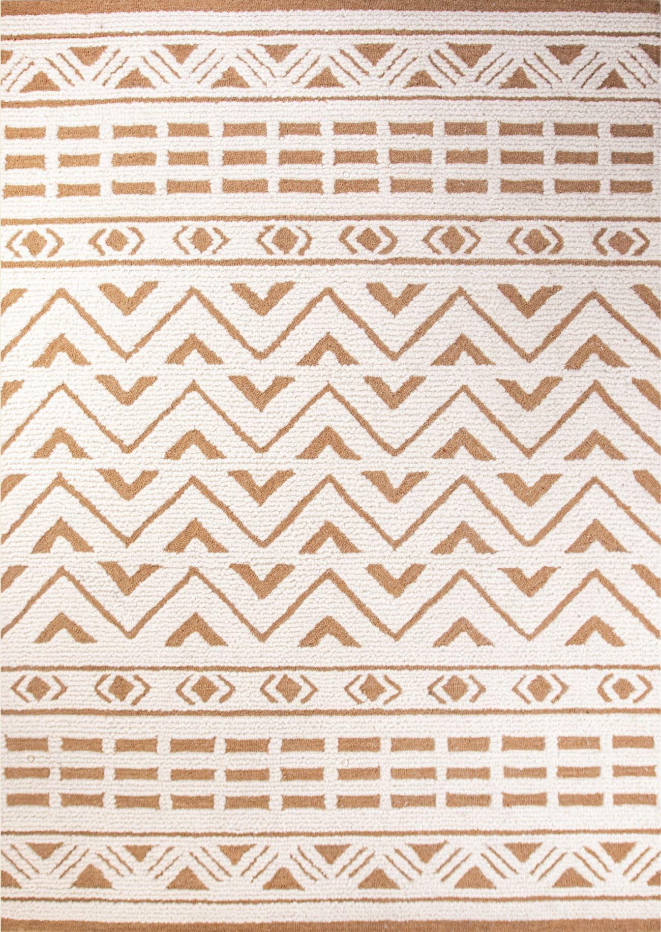 Boho Style Crane Baby Nursery Décor - 5' x 7' Wool Floor Rug for Boys and Girls in Cream & Brown - Perfect for Nursery, Kids Room, and Playroom Decor