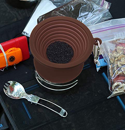 Collapsible Silicone Coffee Dripper - Reusable Pour Over Filter for Camping, Hiking & Home Brewing