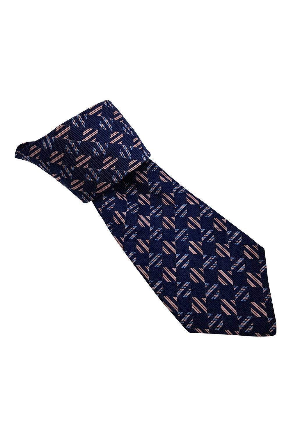 HAWES & CURTIS 100% Silk Classic Length Blue and Pink Men's Necktie (59