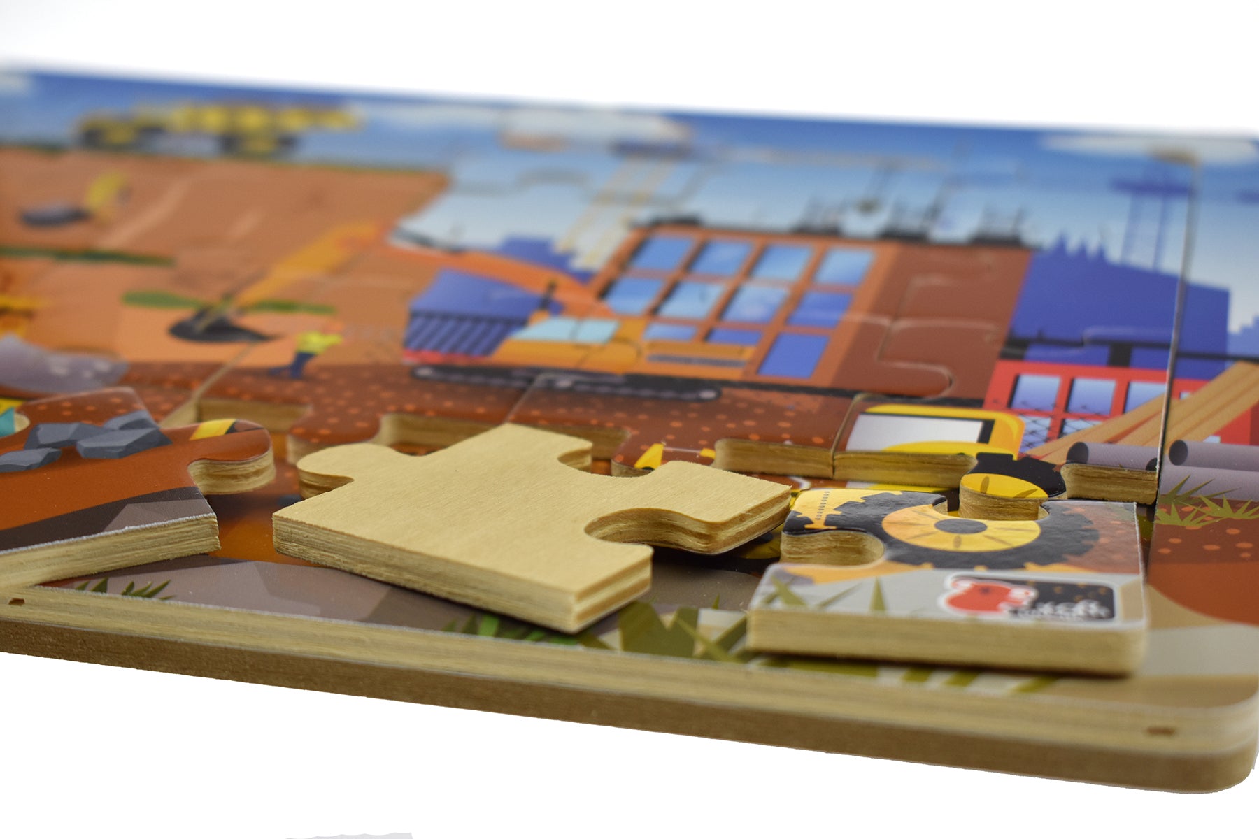 24-Piece Wooden Construction Site Puzzle Board for Kids - Educational Toy for Toddlers & Preschoolers - Perfect for Learning & Playtime at Home or School