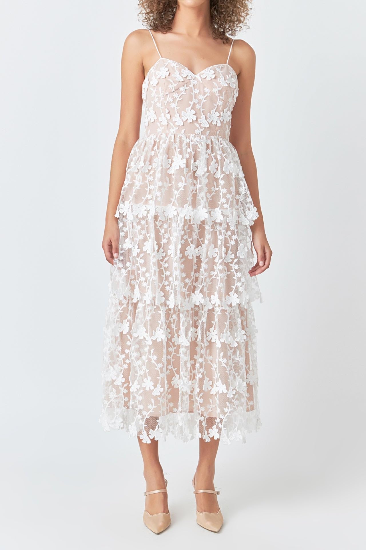 Endless Rose Women's Crochet Layered Midi Dress - Floral Lace Boho Summer Dress for Beach, Wedding & Vacation