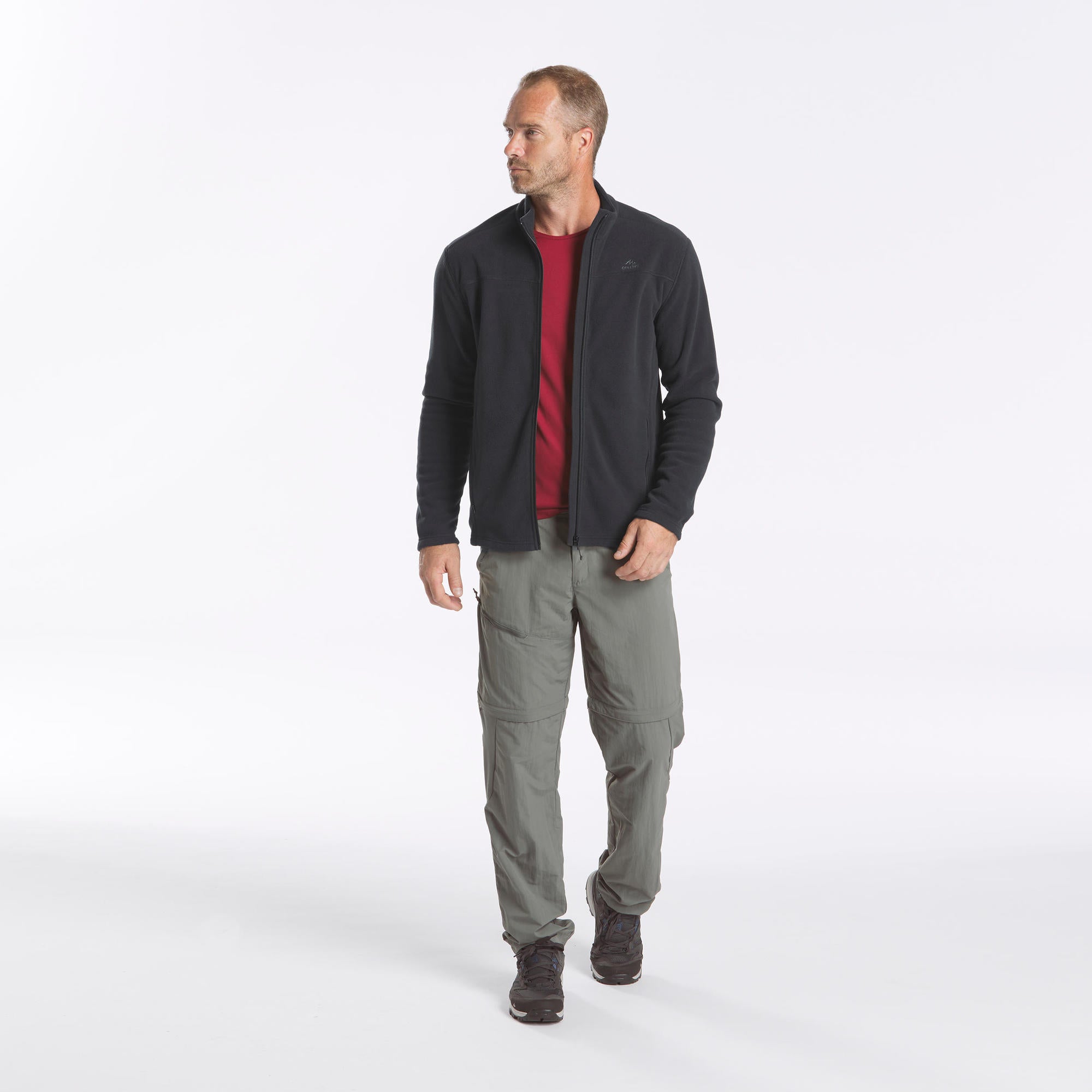 Quechua Men's MH120 Lightweight Hiking Fleece Jacket - Warm & Breathable for Outdoor Adventures, Camping & Travel