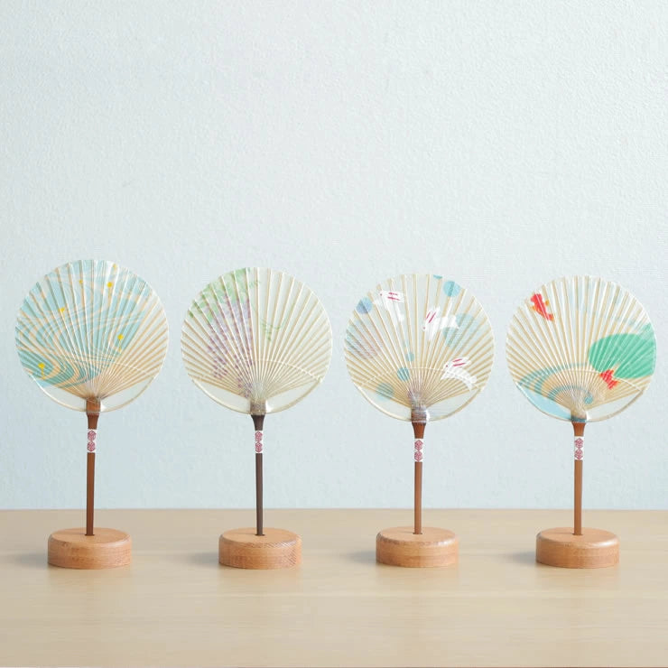 Japanese Wisteria Small Mizu Uchiwa Water Fan - Handmade Traditional Paper Fan for Summer Cooling, Home Decor & Japanese Culture Events
