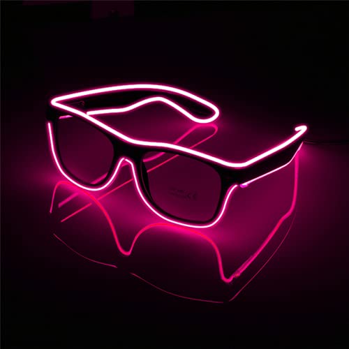 Sound Reactive LED Visor Glasses - Light Up Flashing Party Glasses with EL Wire & Neon Lights for 80s Theme, EDM, Halloween, Cosplay, Bar & Club Events - Perfect for Raves, Concerts & Nightlife (Pink)