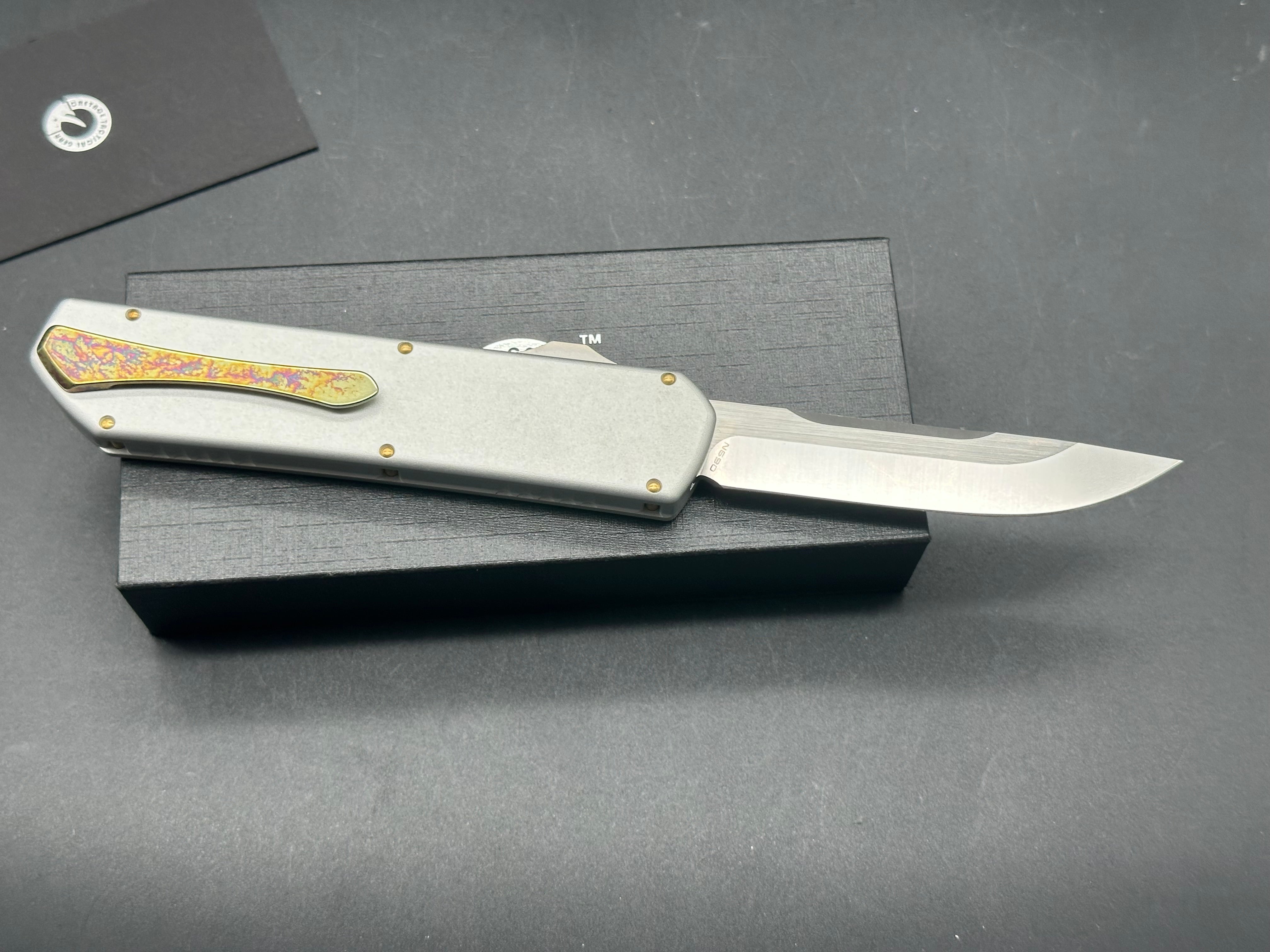 CRETACE ARES SERIES Tactical Knife - N690 Steel Blade, Ultem PEI & 6061 Aluminum Handle with TC4 Titanium Clip - Outdoor Survival, Camping, Hunting Gear