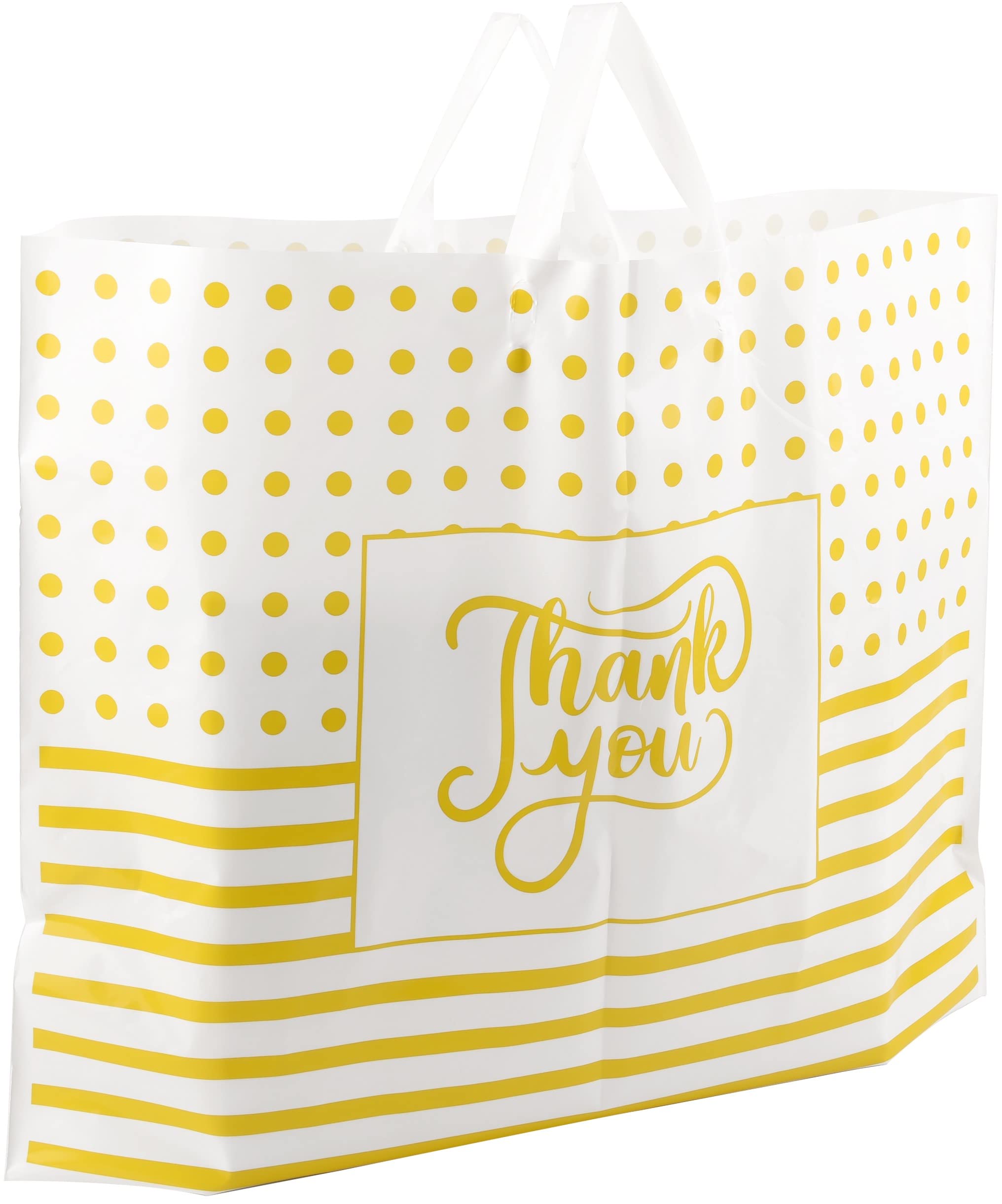 Thank You Bags with Handles - 60 Pack White Plastic Shopping Bags 19x15 Inches | 3 Mil Thick Durable Retail & Boutique Gift Bags | Perfect for Small Business, Stores, Parties & Customer Appreciation Gifts