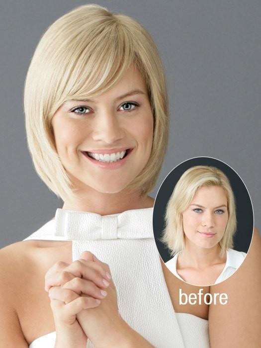 Chameleon Clip-In Synthetic Bangs & Hair Topper with Mono Base - Perfect for Cosplay, Costume Parties & Everyday Hair Volume Boost