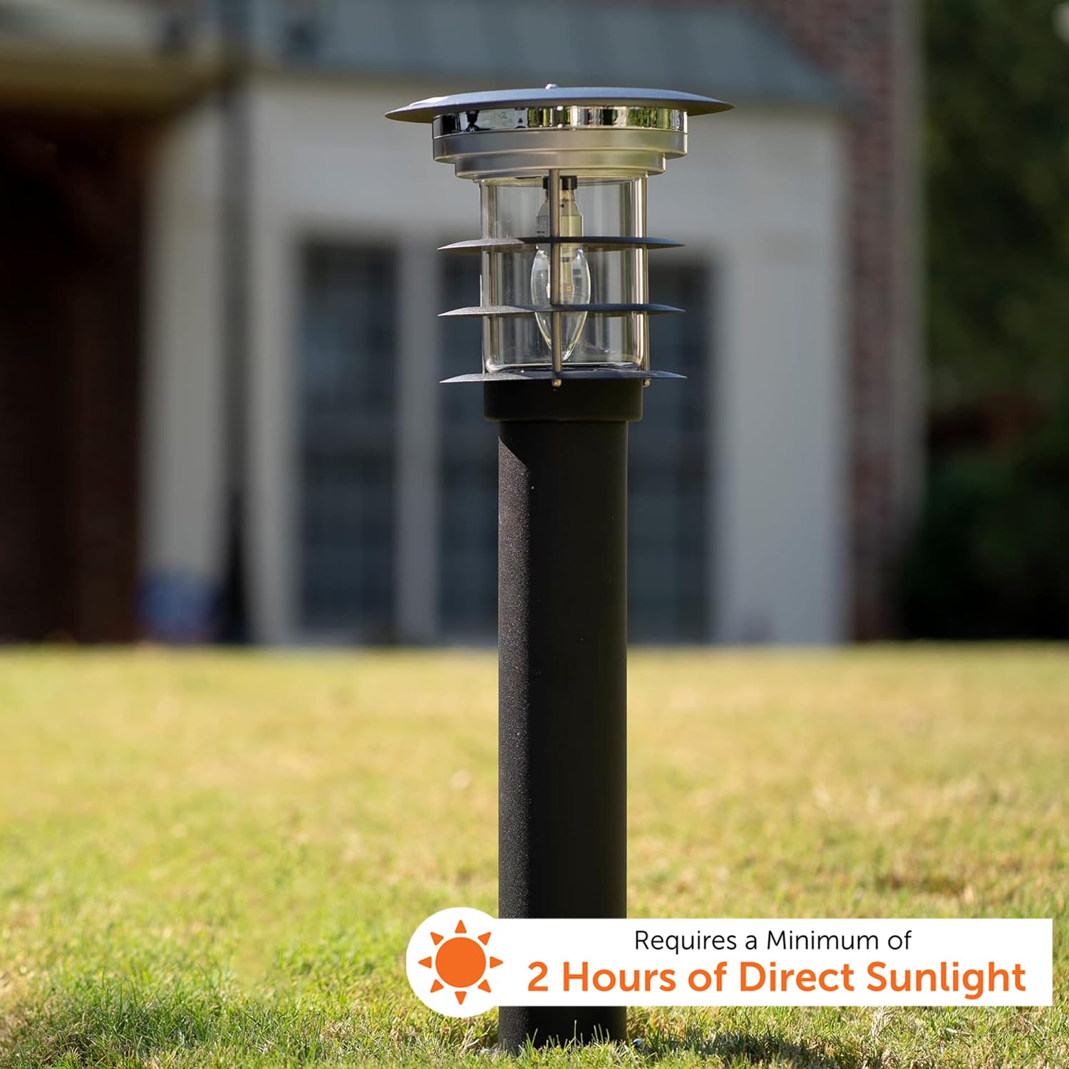 Gama Sonic Solar Pathway Light - Stainless Steel Bollard LED Outdoor Lamp, Waterproof Landscape Lighting for Garden, Yard, Driveway, Walkway (GS-214) - Perfect for Patio, Deck, Poolside & Pathway Illumination