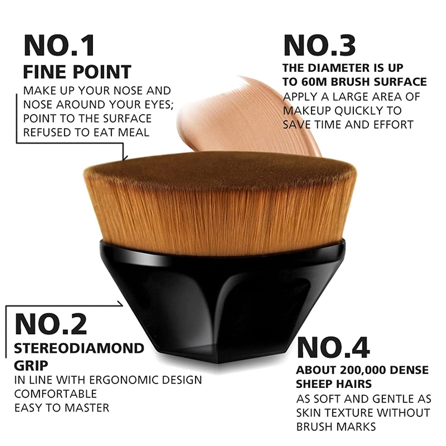 Flat Top Kabuki Brush for Liquid & Powder Foundation - Blending Makeup with Bonus Case