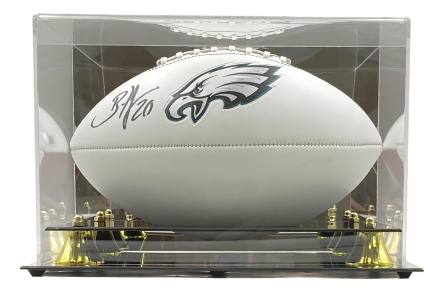 Brian Dawkins Autographed Philadelphia Eagles NFL Football with Logo & Display Case - Perfect for Collectors, Eagles Fans, and Sports Memorabilia Displays