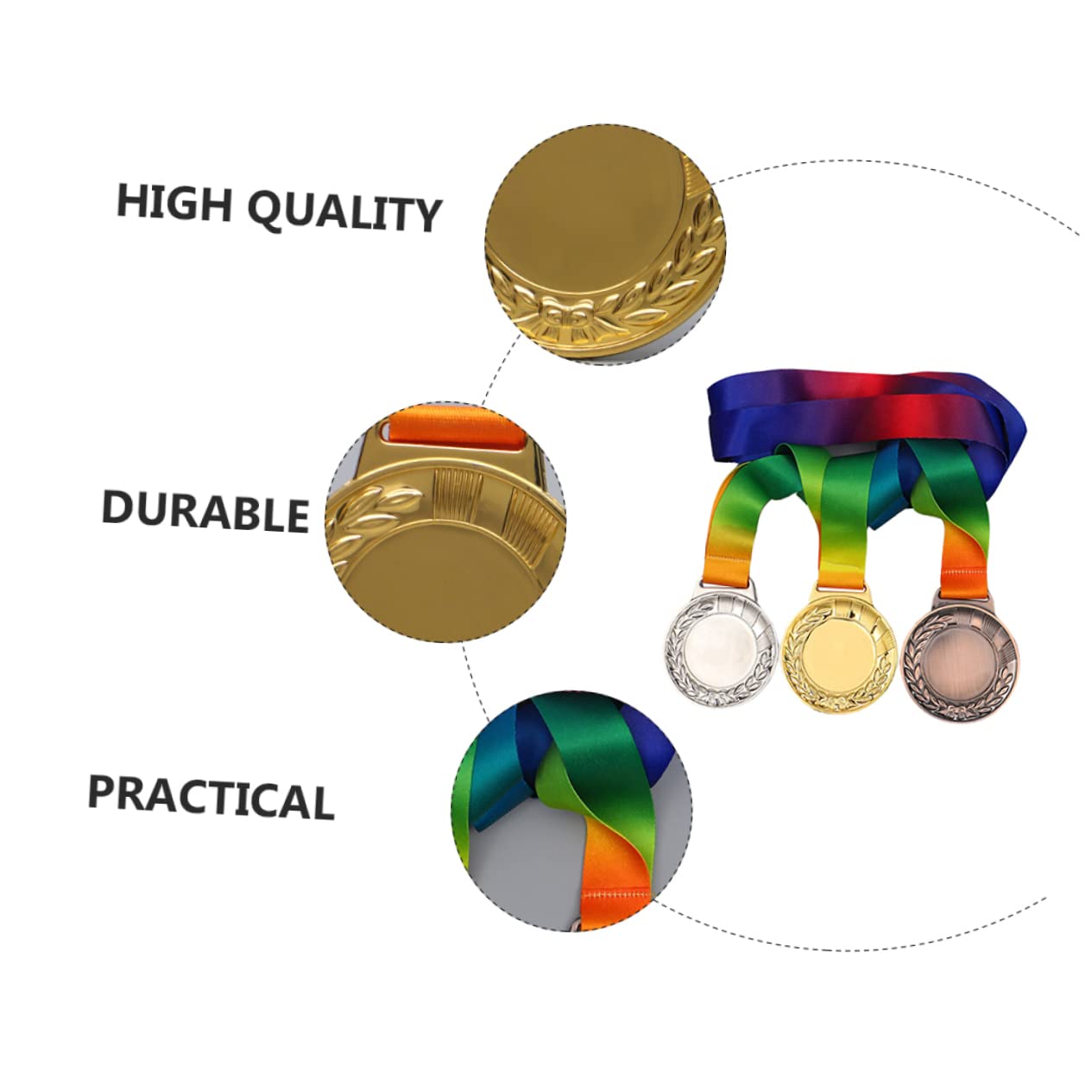 PAMINGONO 3-Piece Kids Medal Toy Set - Award Ribbons for Children's Games, Sports & Achievements - Perfect for Birthday Parties, School Events & Sports Competitions
