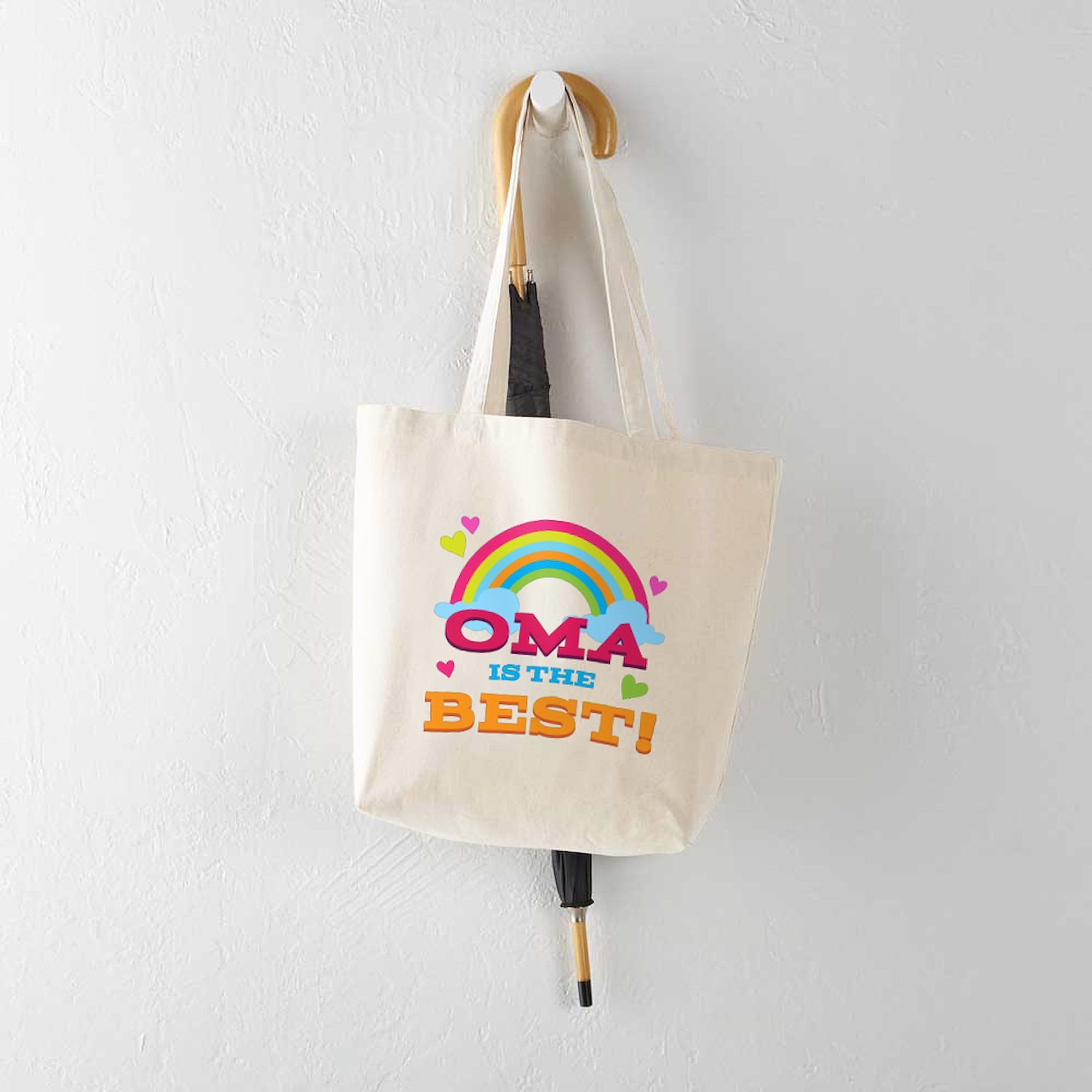 Oma Is The Best Natural Canvas Tote Bag - Reusable Grocery Shopping Bag & Gift for Grandma - Perfect for Groceries, Beach Trips & Daily Errands
