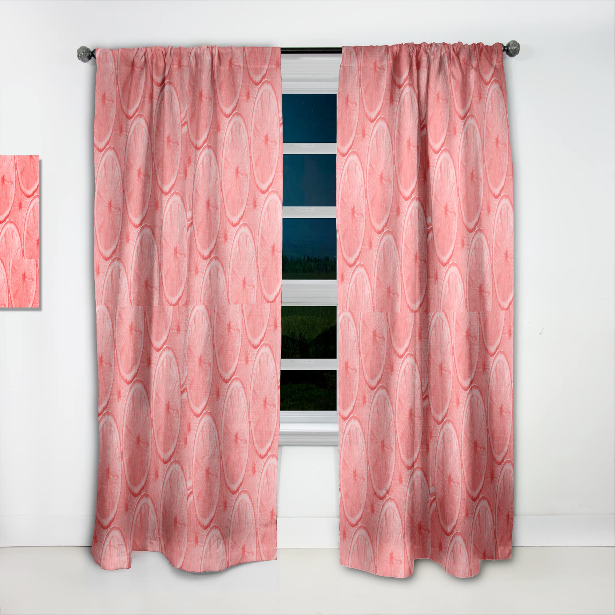 DesignQ Thermal Insulated Curtains - Coral Grapefruit Slices Pattern, 52x95 Inch Single Panel for Bedroom & Living Room | Blackout Drapes for Energy Efficiency & Privacy