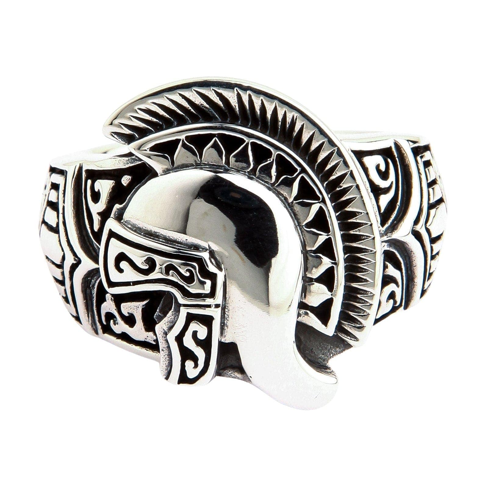 Roman Warrior Helmet Sterling Silver Ring - Medieval Knight Jewelry for Men - Perfect for Renaissance Fairs, LARP Costumes & Historical Reenactments