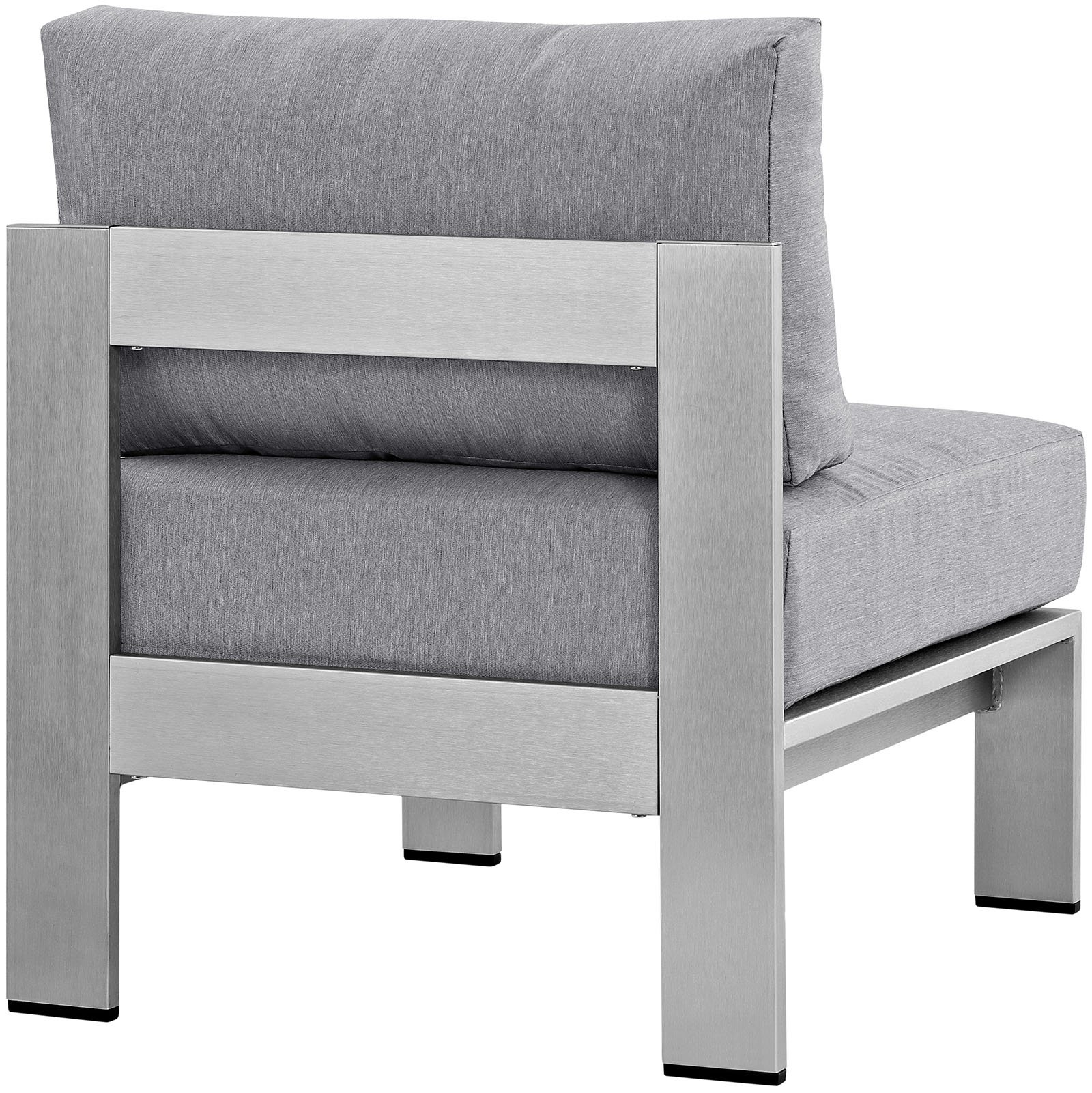 Modway Shore Aluminum Outdoor Patio Armless Chair - Silver Gray - Lightweight & Weather-Resistant for Poolside, Garden, and Backyard Relaxation