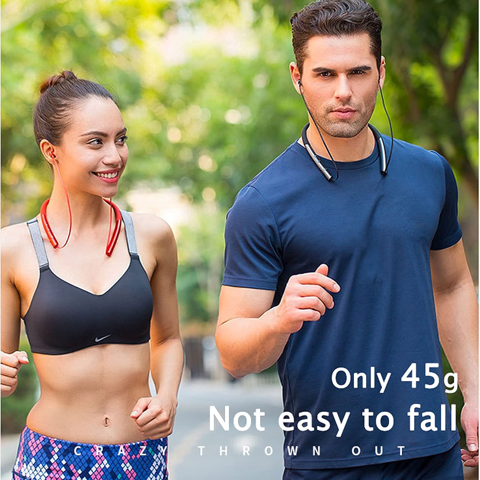 Wireless Bluetooth Neckband Headphones with Mic - Noise Cancelling Earbuds, Hands-Free Headset for iPhone Android Smartphones - Perfect for Running, Gym Workouts & Commuting