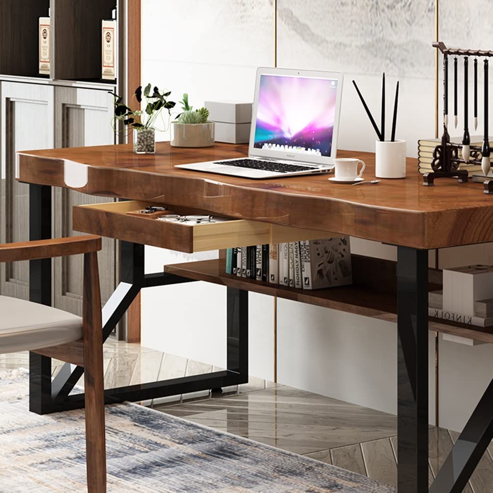 Solid Wood Computer Desk with Drawers & Storage Shelves - Modern Minimalist Home Office Desk, Writing Desk, Study Table (120-280cm) - Perfect for Small Spaces, Home Office & Remote Work (Size: 280X100X75CM)