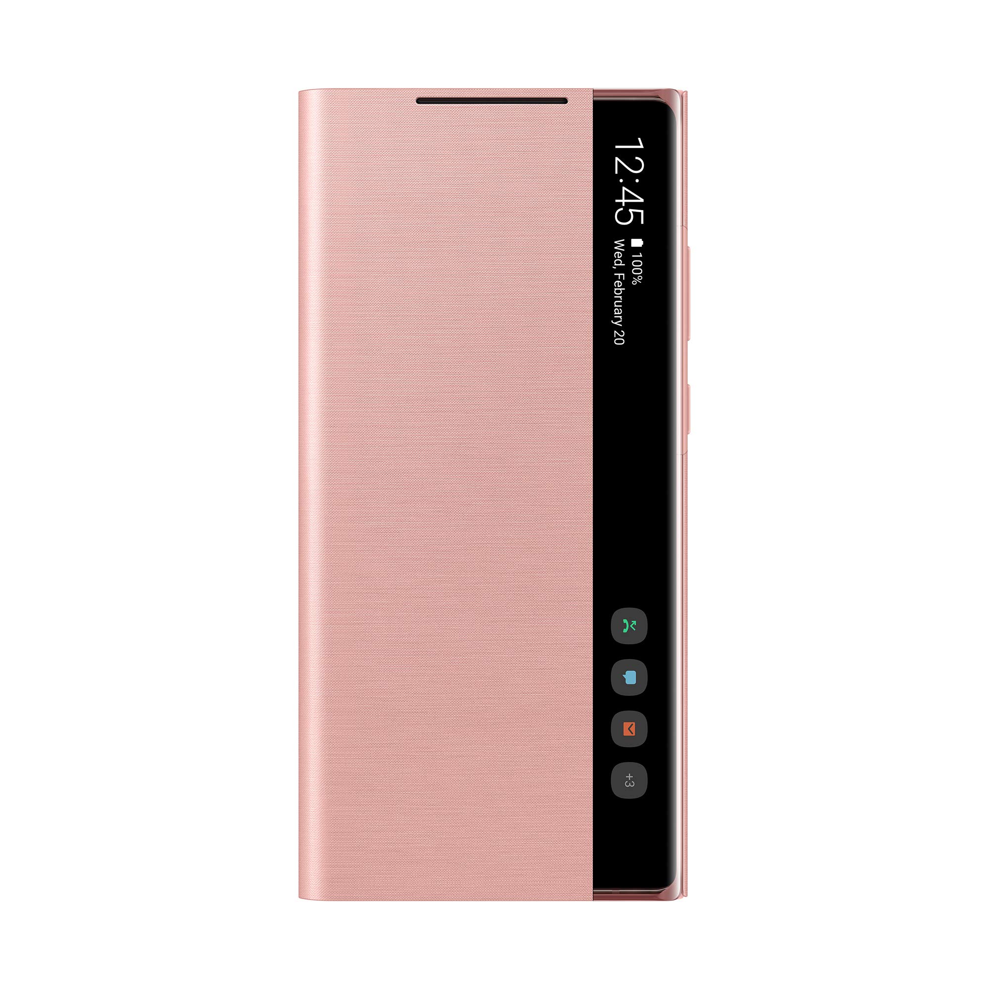 Samsung Galaxy Note 20 Clear View Cover Case - Rose Gold Protective Phone Case | Slim Design with Card Slot | Perfect for Work, Travel & Everyday Use