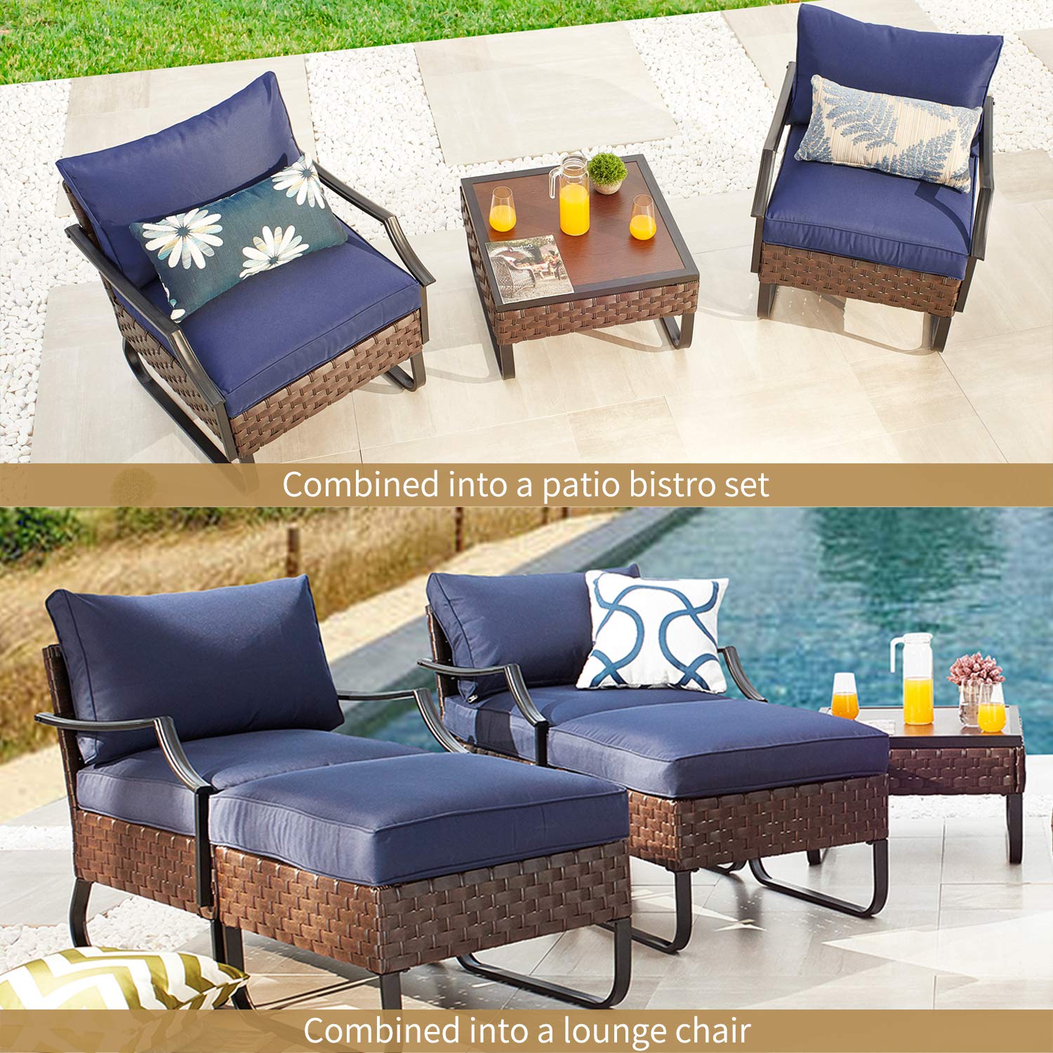 PatioFestival 10-Piece Wicker Outdoor Furniture Set with Cushions - All-Weather Steel Frame Sectional Sofa for Patio, Garden, Poolside & Backyard Relaxation