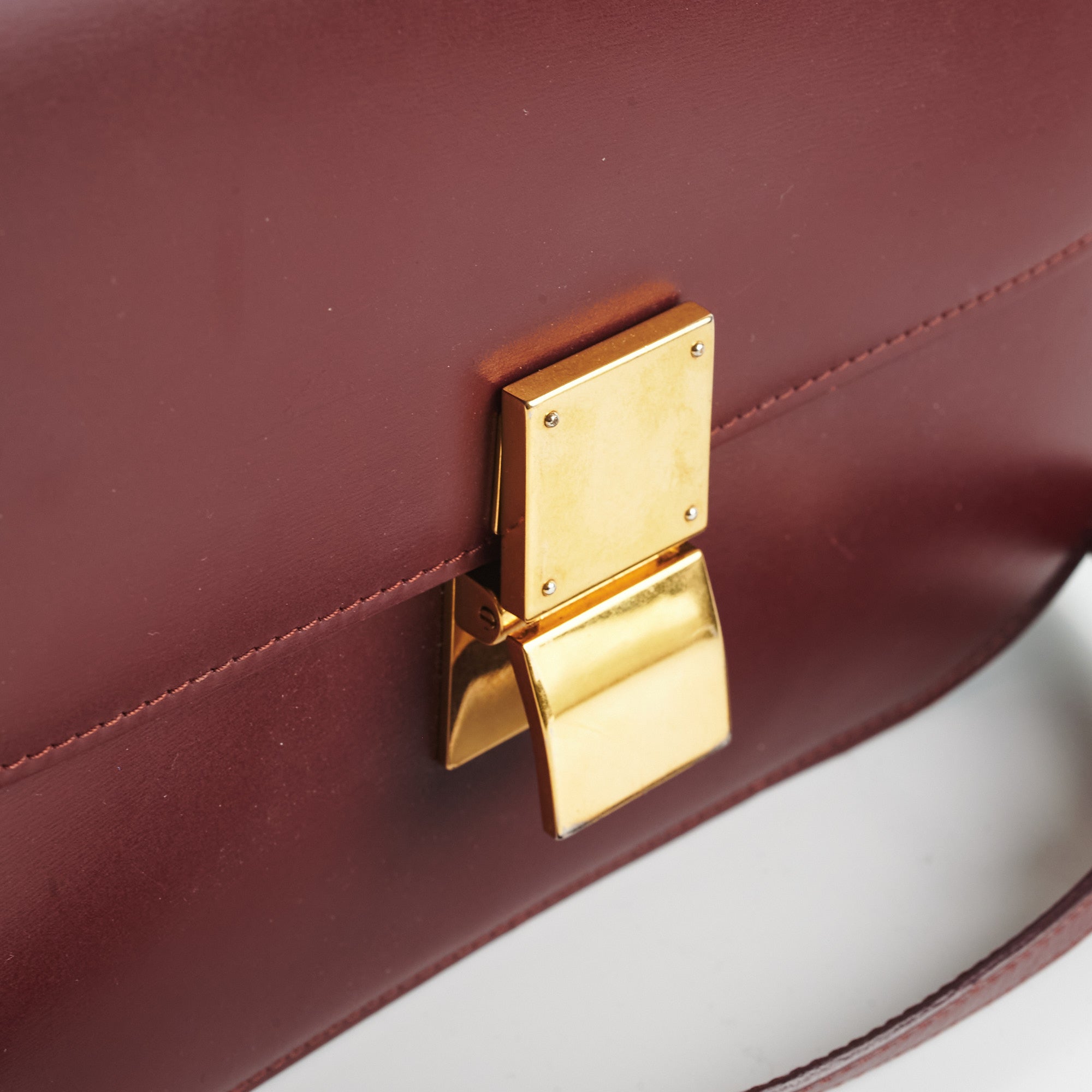 Celine Box Medium Burgundy Leather Crossbody Bag - Luxury Designer Handbag for Women | Perfect for Work, Travel & Evening Events