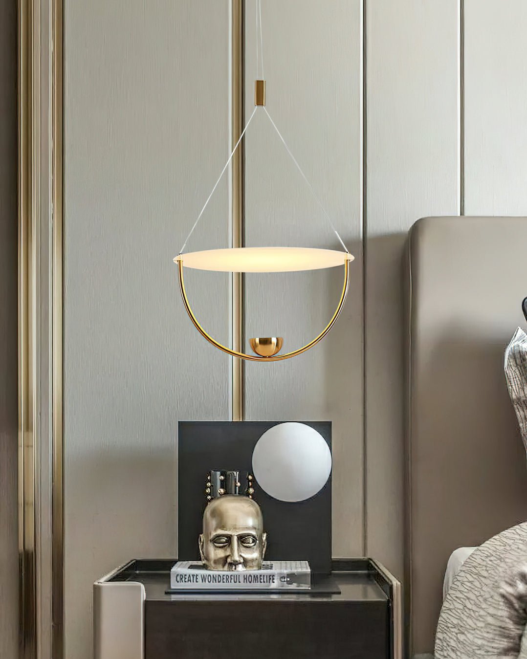 Aurelia Disc Pendant Lamp - Modern Scandinavian Ceiling Light Fixture for Dining Room, Kitchen Island & Living Room Decor