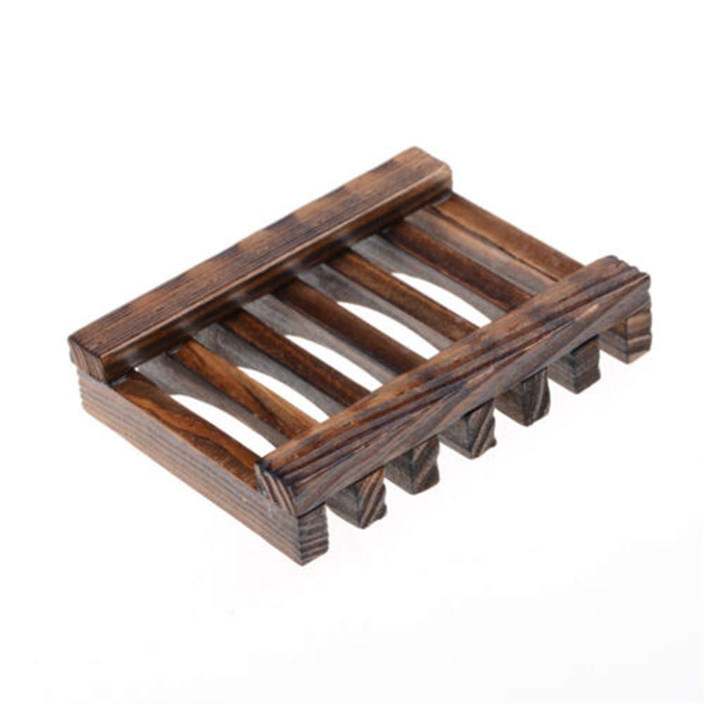 Vintage Charcoal Wooden Soap Dish - Natural Bathroom Soap Holder with Drainage, Eco-Friendly Soap Saver Tray for Shower, Sink Counter & Vanity Organizer