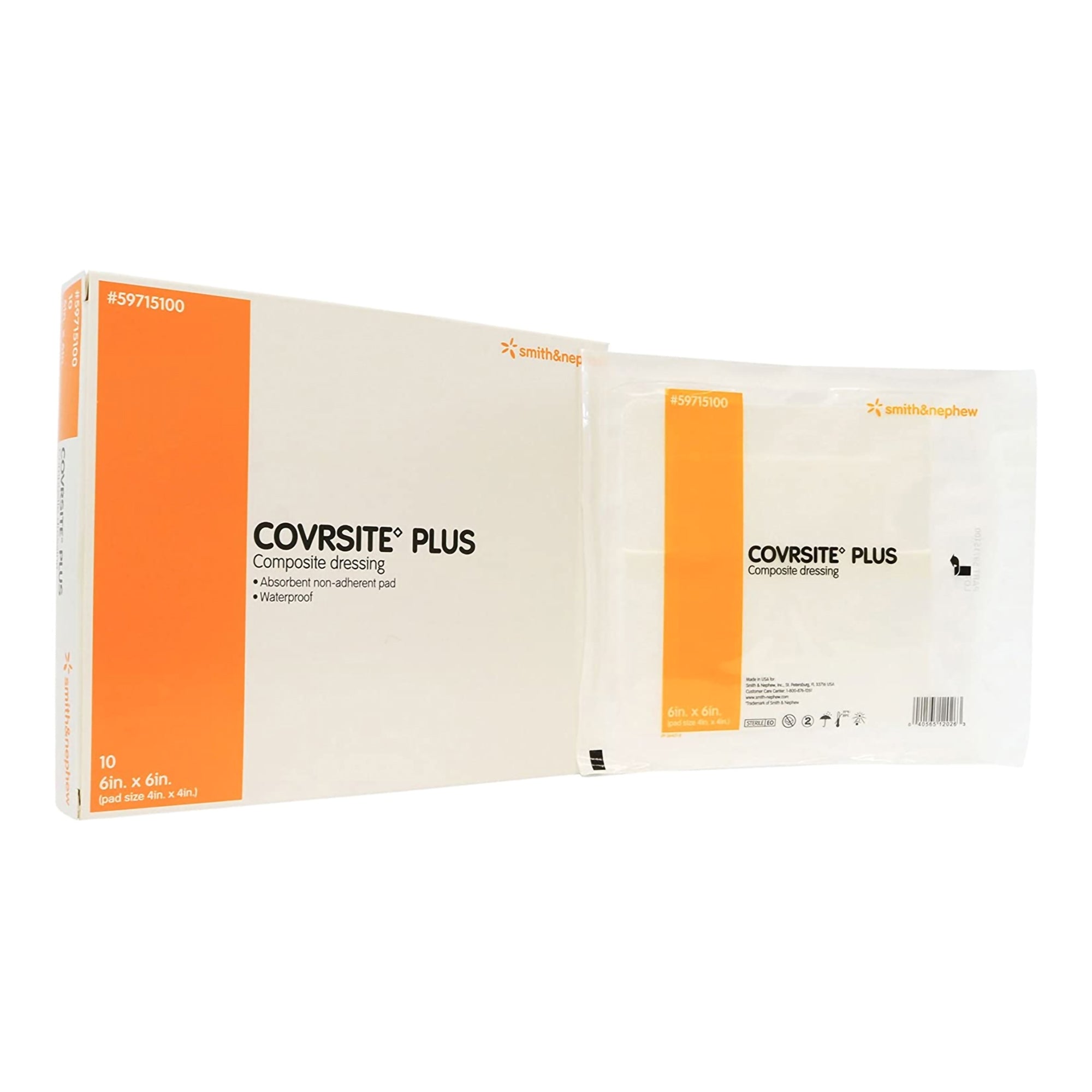 Waterproof Wound Dressing 6 x 6 Inches - Coversite Plus Adhesive Bandage for Cuts, Scrapes & Burns - Ideal for First Aid Kits, Outdoor Activities & Post-Surgery Care