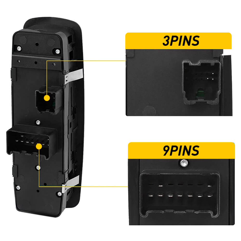 Driver Side Master Power Window Switch Compatible with 2009-2012 Dodge Ram 1500/2500/3500, 2007-2011 Dodge Nitro, 2009-2010 Dodge Journey, 2008-2012 Jeep Liberty - Replacement Auto Part for Smooth Window Operation