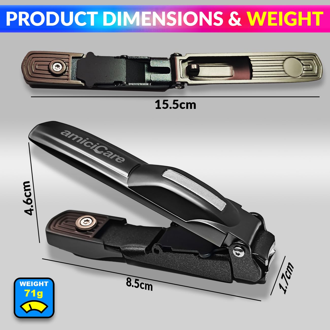 amiciCare Professional Nail Clipper Set - Automatic Nail Collector, Nail Cutter & Polisher with File | Perfect for Home, Travel & Salon Manicures