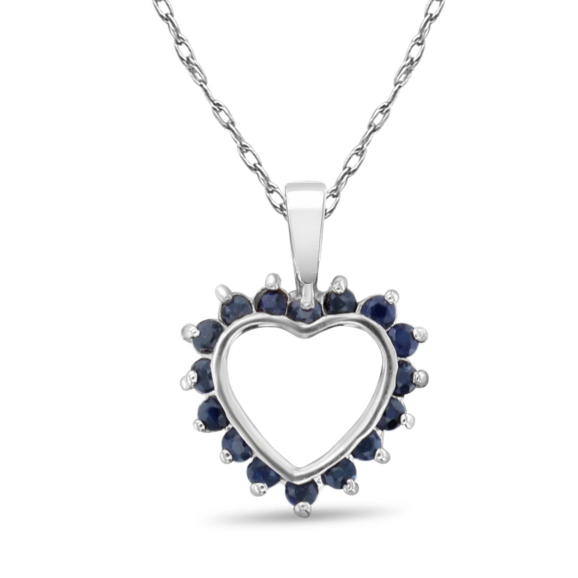 14k White Gold Heart Shaped Sapphire Necklace for Women - Elegant Valentine's Day Gift, Anniversary Present & Romantic Jewelry for Her