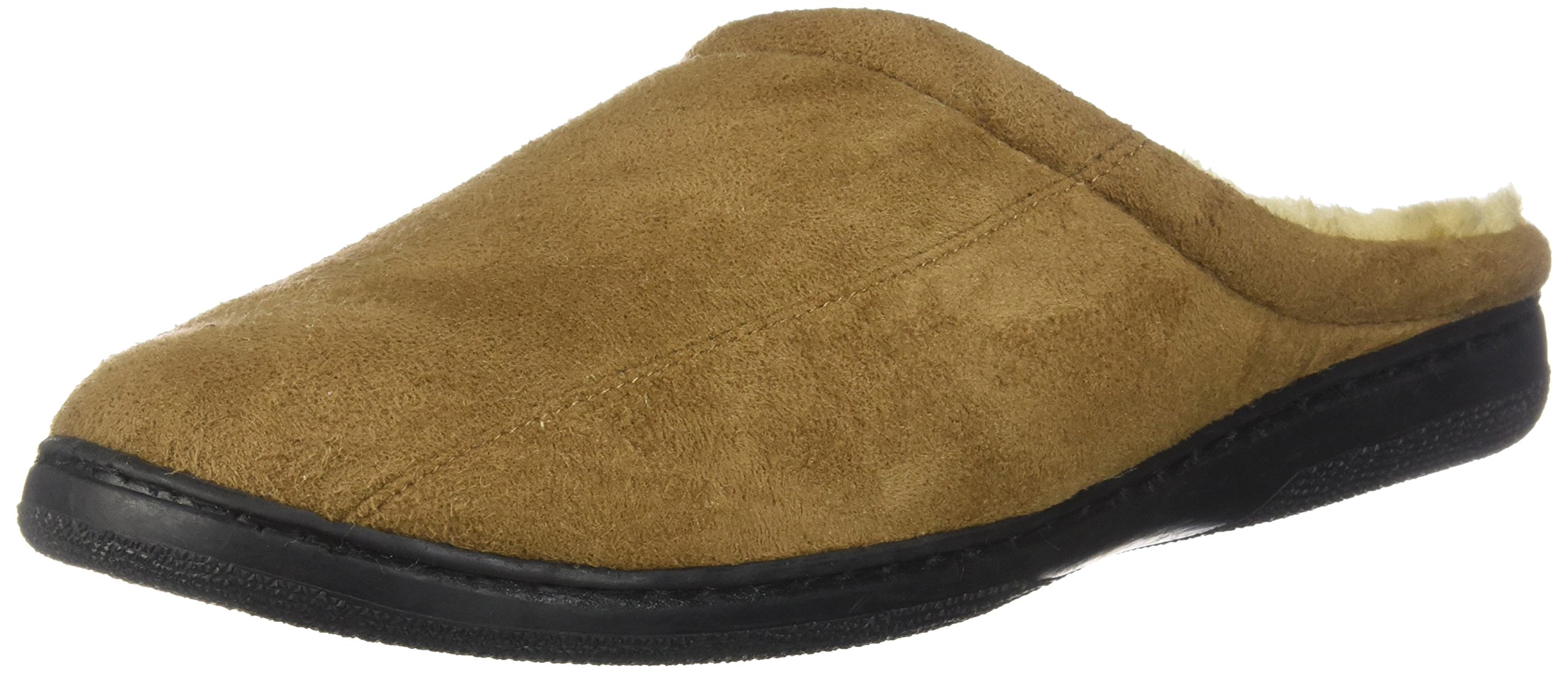 Men's Memory Foam Microsuede Slip-On House Slippers Size 7-8 - Soft Wear-Resistant Indoor Slippers with Non-Slip Rubber Sole & Warm Wool Fleece Lining - Comfortable Camel Brown Slippers for Home, Office & Relaxation