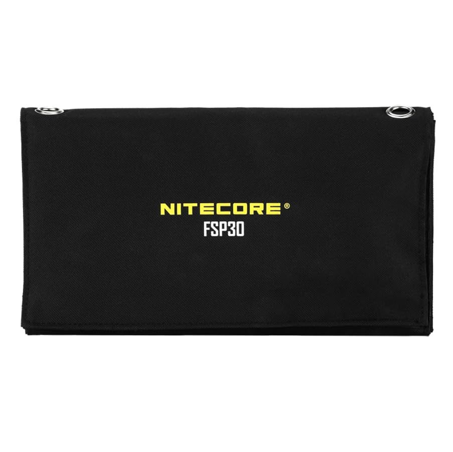 NITECORE FSP30 30W Portable Solar Charger with USB-A & USB-C | 4 Foldable High-Efficiency Panels | Fast Charging for Phones, Tablets, Power Banks | Perfect for Camping, Hiking, RV Trips & Outdoor Adventures