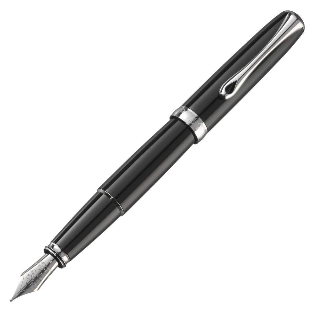 Diplomat Excellence A2 Fountain Pen - Premium Black Lacquer with Medium Steel Nib - Perfect for Business Signatures, Journaling & Luxury Gift Giving