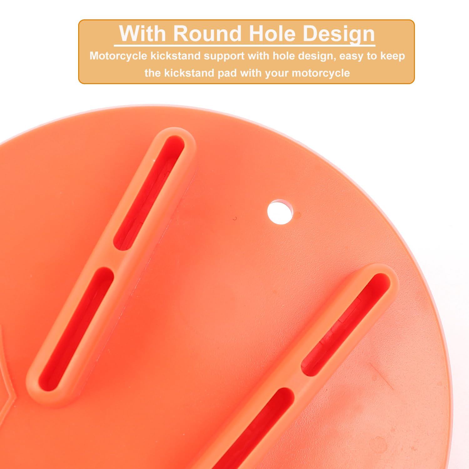 Universal Motorcycle Kickstand Pad - Orange, for Hot Pavement & Soft Ground Parking