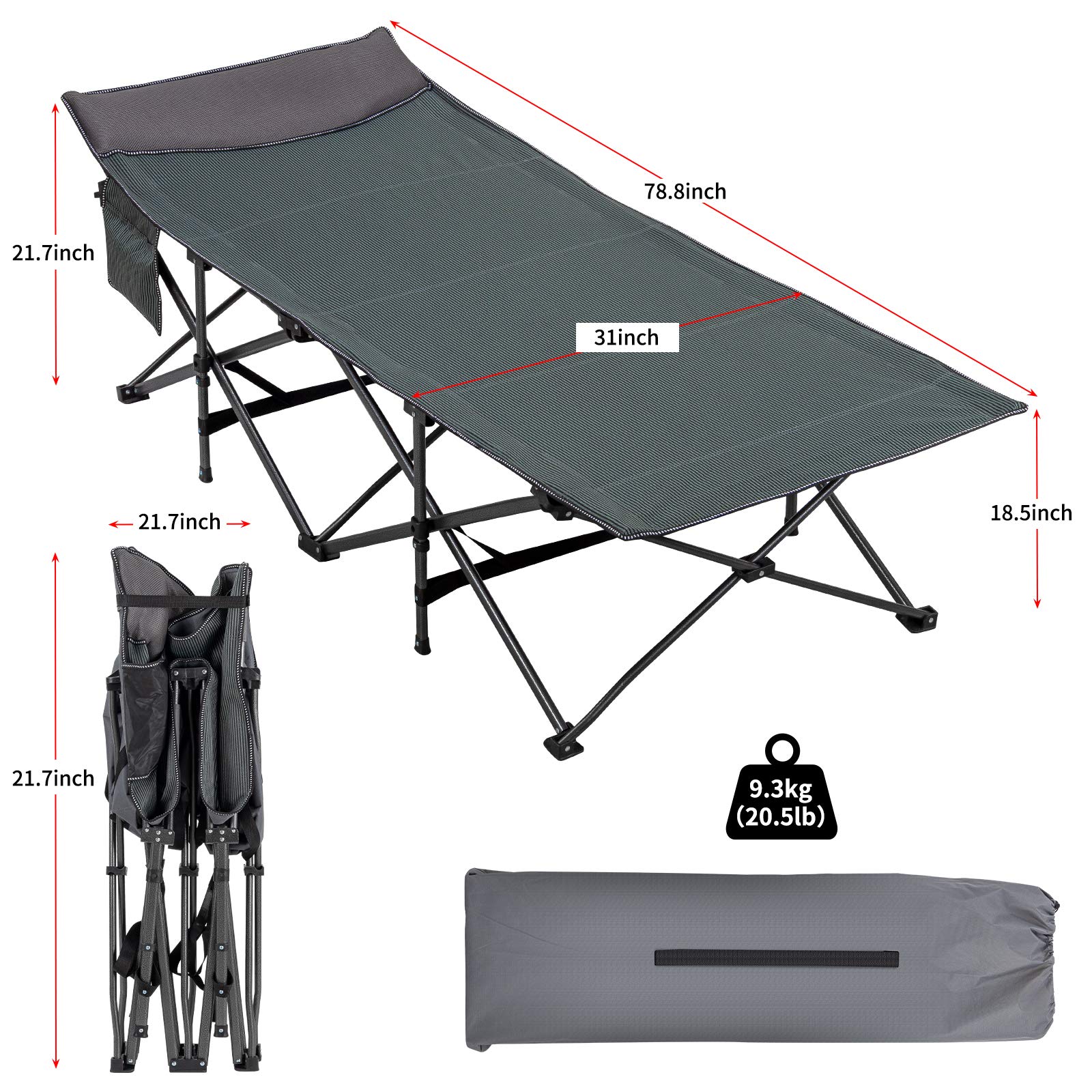 Heavy Duty Folding Camping Cot for Adults - 79