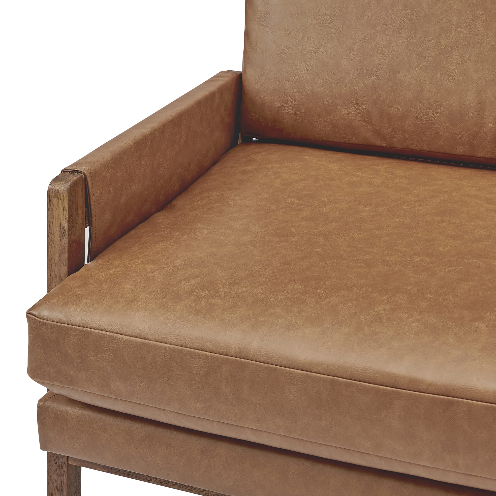 Vintage Cider Accent Chair with PU Arms - Mid Century Modern Yellow Lounge Chair for Living Room, Bedroom & Office - NPD Furniture and More