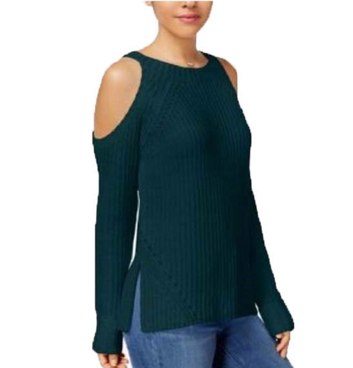 Boho Hippie Rose Women's Cold Shoulder Ribbed Knit Sweater Top - Casual Chic Fall & Winter Fashion for Date Nights & Weekend Outfits