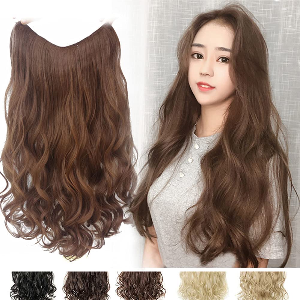 RemeeHi Micro Hair Extensions 100% Human Hair - Invisible Miracle Wire, One Piece Fish Line Hair Extensions for Women (120g, 26 Inch/25cm, 4# Medium Brown) - Perfect for Daily Wear, Parties & Special Occasions