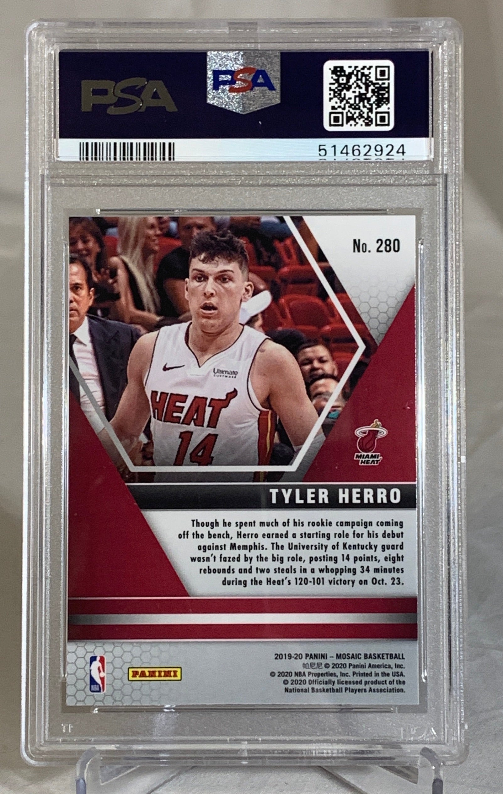 2019-20 Panini Mosaic Tyler Herro Rookie Card #280 - Miami Heat NBA Basketball - PSA 9 Mint Condition - Perfect for Collectors, Fans, and Investment - Great Gift for Basketball Enthusiasts