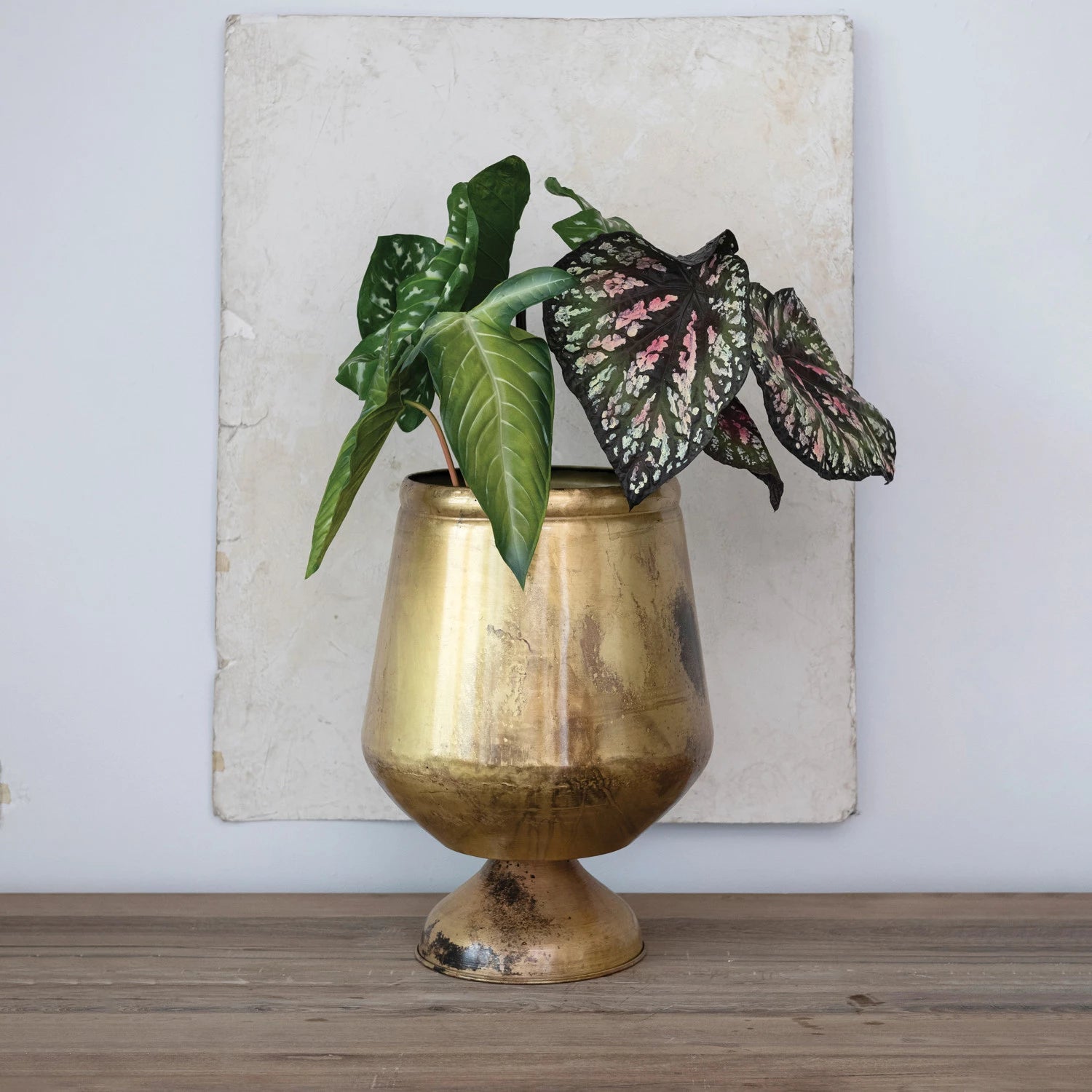 Artificial Potted Elephant Ear Plant - Realistic Indoor/Outdoor Decor for Home, Office, and Garden
