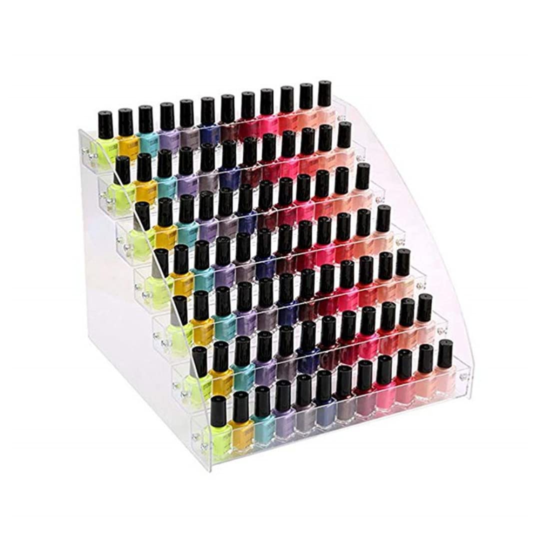 7-Tier Acrylic Nail Polish Organizer - Essential Oil & Makeup Storage Rack for Salon & Home