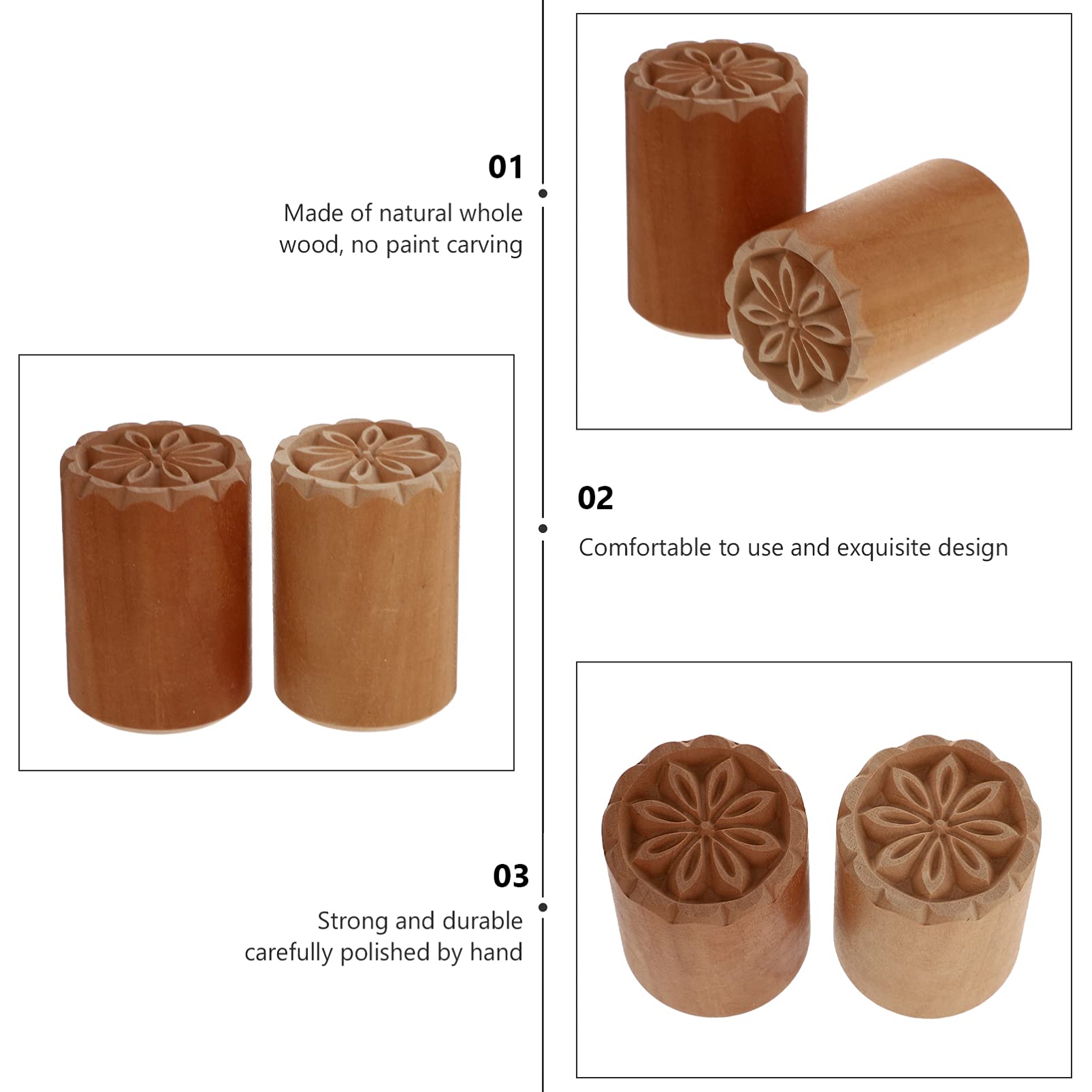 2pcs Wooden Dough Stampers for Baking - Handmade Pastry Stamps, Cookie Dough Seals & Baking Tools - Perfect for Homemade Bread, Cookies, Pies & DIY Crafts