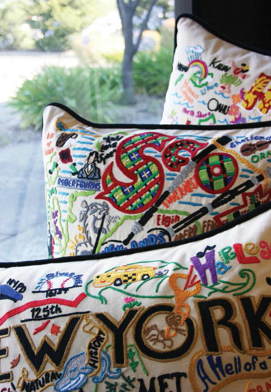 Hand Embroidered Austin Texas Throw Pillow Cover - Southwestern Home Decor for Living Room, Bedroom & Couch