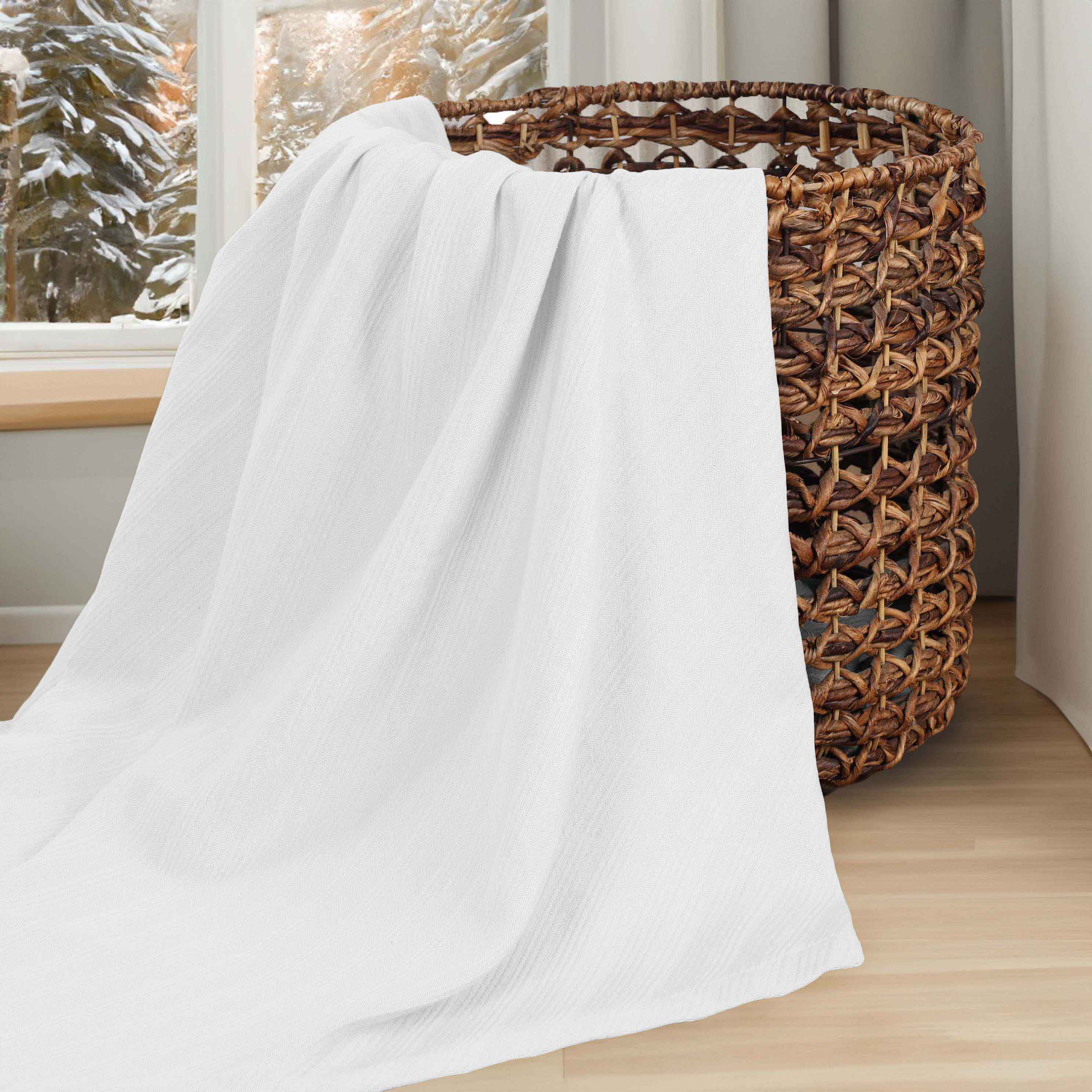 Premium Milan Cotton Textured Striped Lightweight Woven Blanket - Soft & Breathable Throw for Sofa, Bed, Picnic & Outdoor Use