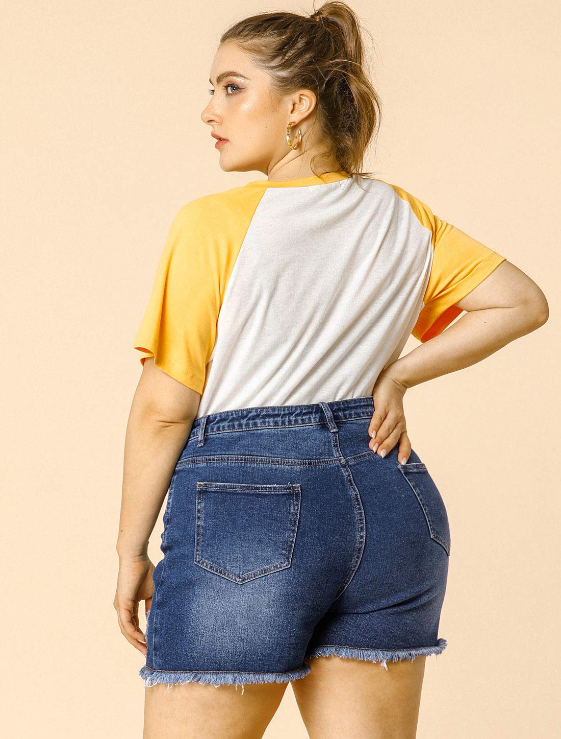 Agnes Orinda Women's High Waisted Ripped Stretchy Plus Size Denim Shorts - Summer Fashion for Casual Outings, Beach Trips & Street Style